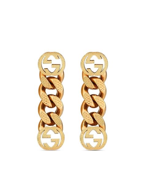 gucci logo earrings|gucci interlocking earrings.